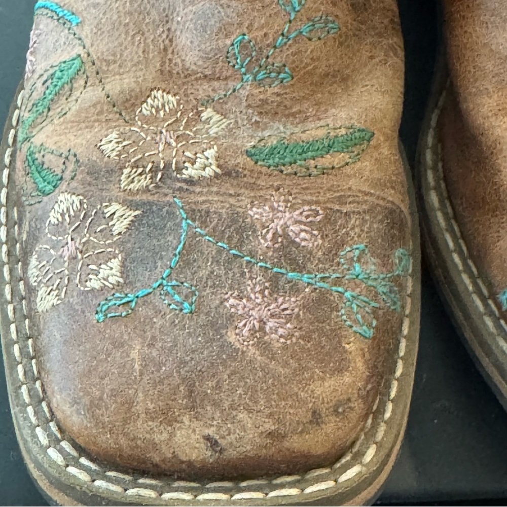 Kids Brown and Blue Western Boots - Picture 9 of 13